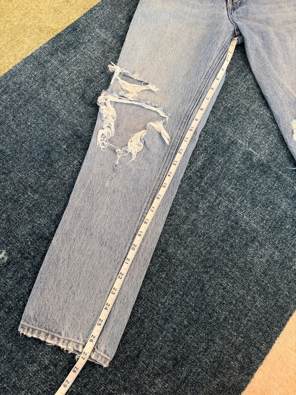 AGOLDE High Rise Straight Leg Jeans Distressed Denim 90s Style Women’s 24 - Picture 12 of 13